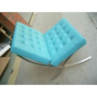 Blue Barcelona Chair in Italian Leather in Standard grade