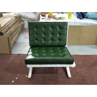 Barcelona Chair In Jade Green Colorin Italian Leather in Standard grade